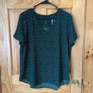 41 Hawthorn Zari V-neck flutter sleeve blouse in dark green